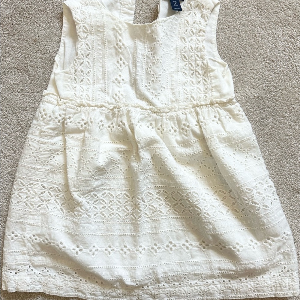 Baby Gap Toddler Girls White Eyelet Kids Dress 2T